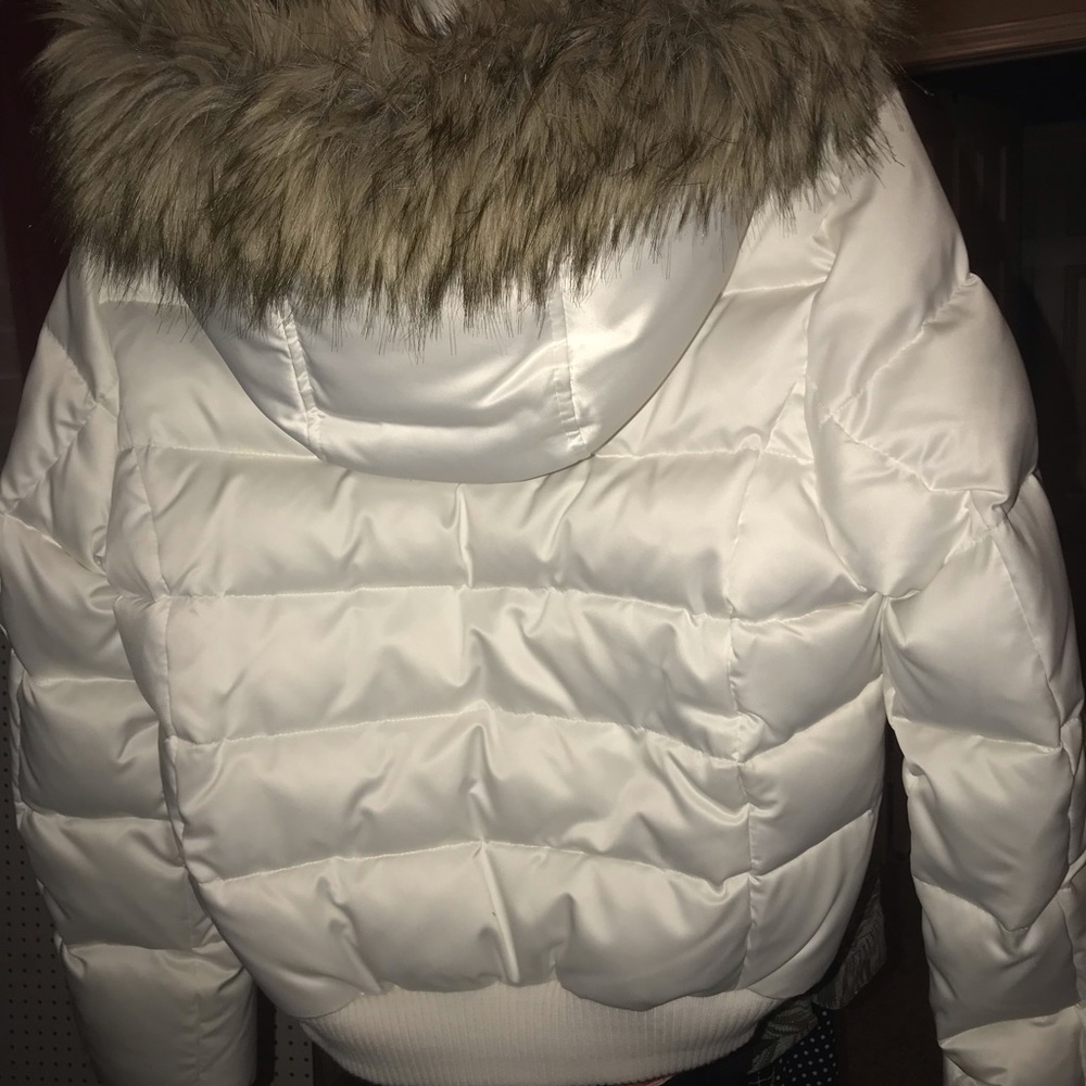 BEBE Diamond Puffer Jacket with faux fur